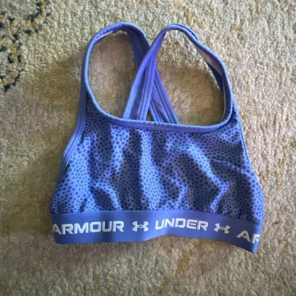 Under Armour Girls Sports Bra – Blue with Dot Print – Size S - Picture 1 of 3